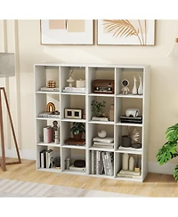 Gouun 8-Cube Bookshelf with Reinforced Crossbar and Back Guardrail, 27.5 x 13 x 54