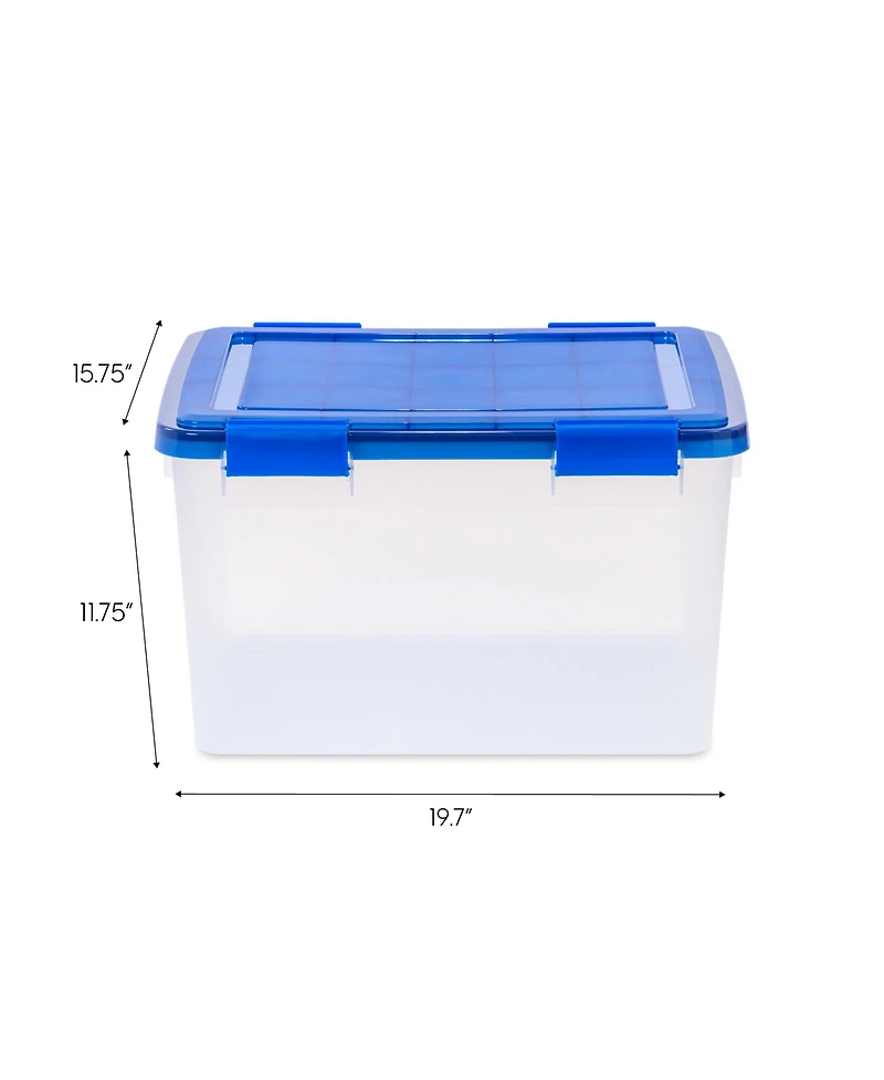 Iris Usa Weatherpro Airtight Plastic Storage Bins with Lids and Secure Latching Buckles, 46.6 Quart, Set of 4