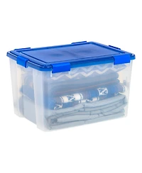 Iris Usa 3Pack 74qt Weatherpro Airtight Plastic Storage Bin with Lid and Seal and Secure Latching Buckles