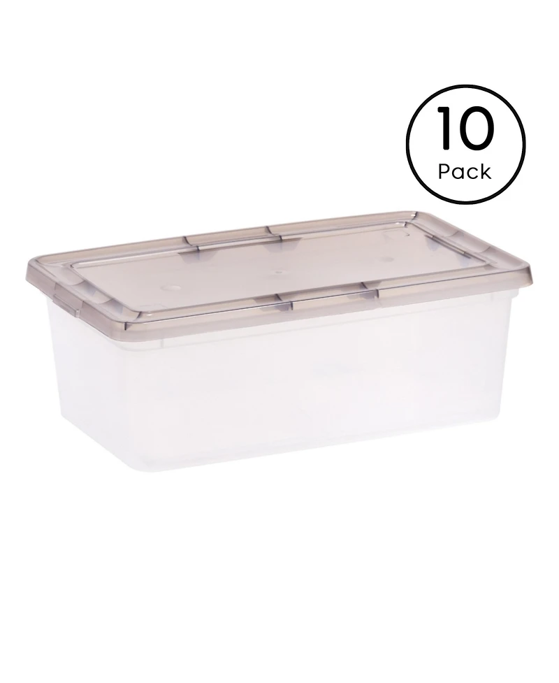 Iris Usa 6 Quart Snap Top Plastic Storage Box, 10 Pack