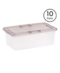 Iris Usa 6 Quart Snap Top Plastic Storage Box, 10 Pack