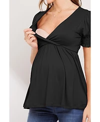 Hello Miz Maternity Wrap Nursing Top with Empire Waist