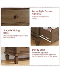 gaomon Bedroom 59" 8-Drawer Dresser Tv Stand, Wood Storage Chest with Carved Handles and Tapered Legs.