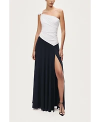 Nocturne Women's One-Shoulder Contrast Maxi Dress