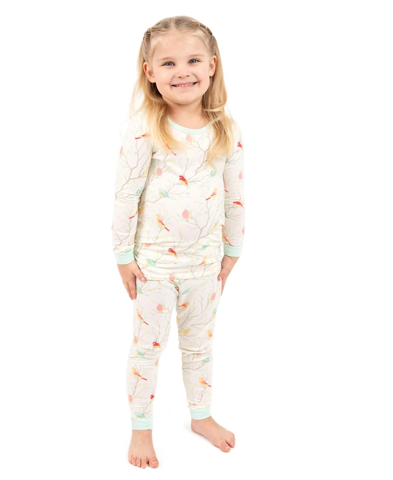 Leveret Kids Matching Family Two-Piece Cooling Bamboo Viscose Long Sleeve Pajamas - Nature and Wildlife Print (6-14)