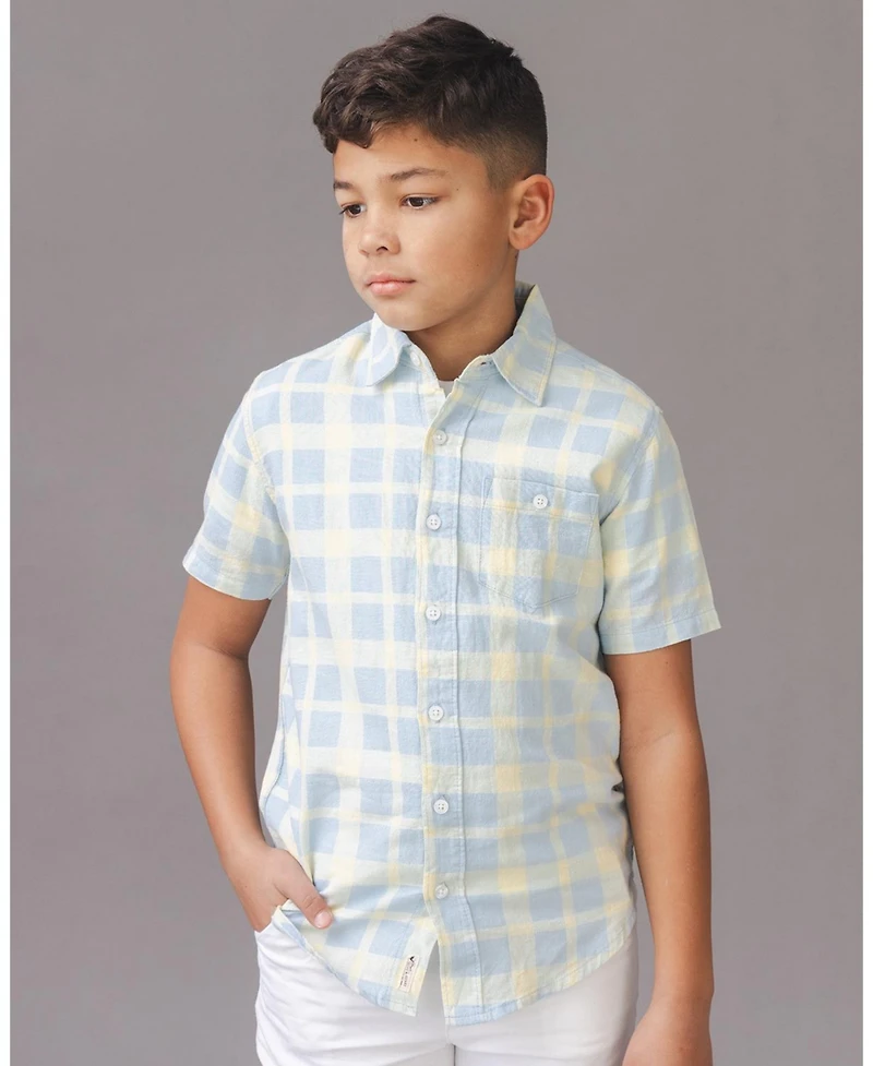 Hope & Henry Little and Big Boys Linen Short Sleeve Shirt