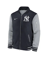 Nike Men's Navy/Gray New York Yankees Authentic Collection Dugout Relaxed Full-Zip Bomber Jacket