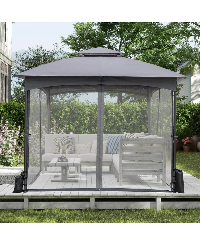 Slickblue 10 X Ft Heavy-Duty Patio Gazebo with Netting Walls and 4