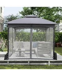 Slickblue 10 X Ft Heavy-Duty Patio Gazebo with Netting Walls and 4