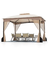 Slickblue 10 X 12 Ft Patio Gazebo with Netting Walls with 4 Sandbags.