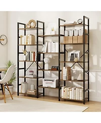 Gouun 5-Tier Triple Wide Industrial Bookshelf with Heavy-Duty Metal Frame, 68 x 12 x 63