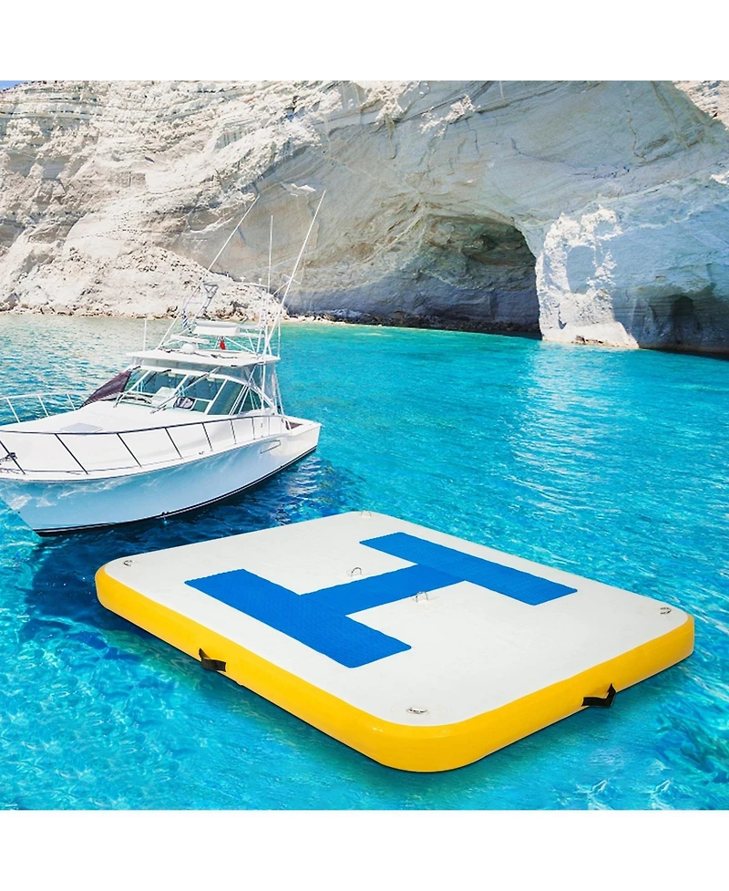 Inolait Inflatable Floating Dock Platform 8 x 5 ft with Electric Air Pump