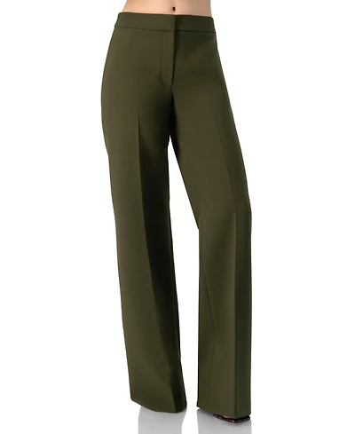 Ivonne Women's Straight Solid Gabardine Trousers