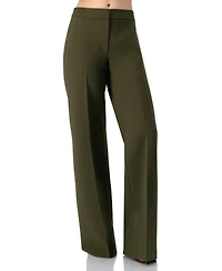 Ivonne Women's Straight Solid Gabardine Trousers