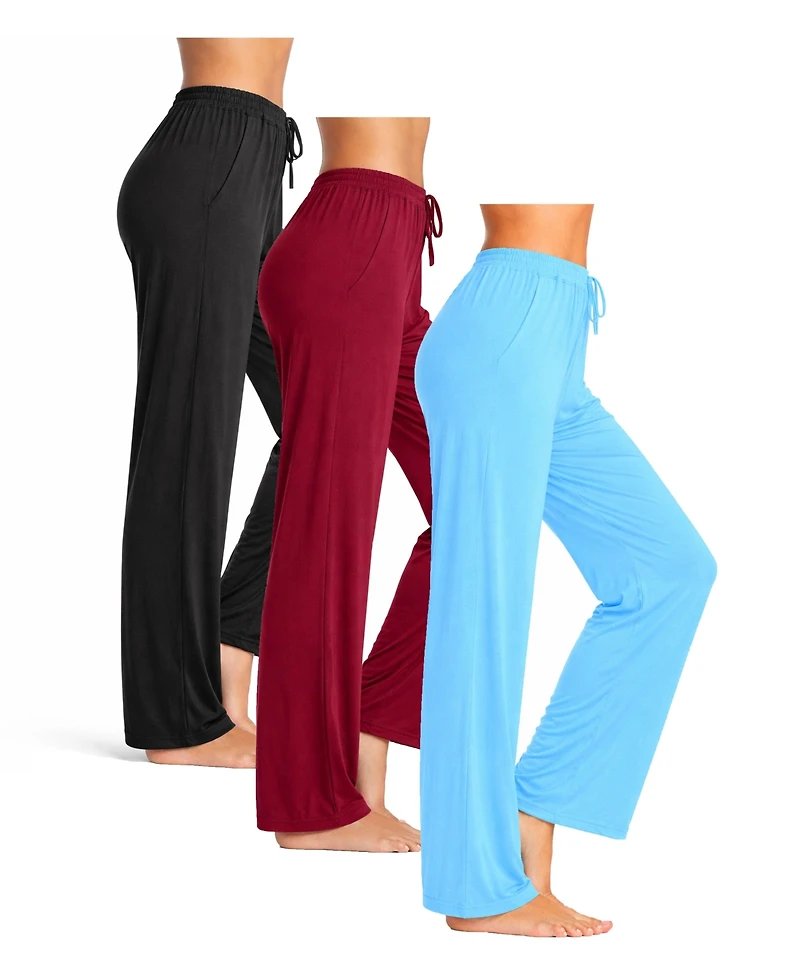 Blue Ice Women's Loose Fit Classic Lounge Pants-3 Pack