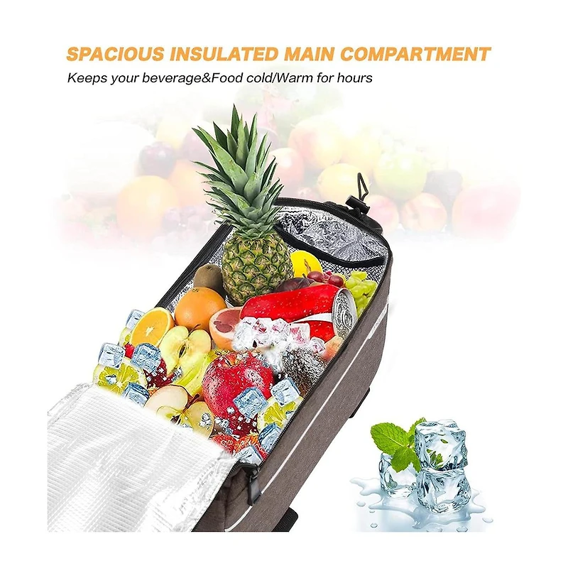 Aoligeijs Bike Rack Cooler Bag Insulated Waterproof Bicycle Trunk Bag Rear Seat Pannier with Bottle Holder for Food Delivery Picnic Commuting