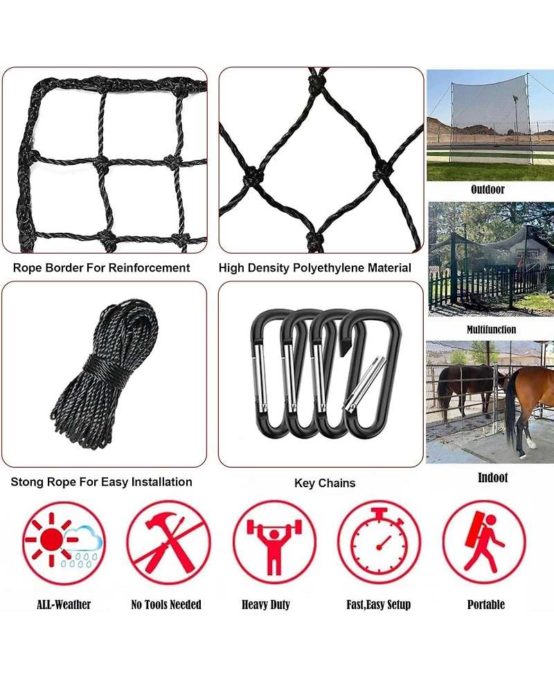 Aoligeijs Baseball Softball Backstop Nets,Sports Net,Sports Netting Barrier,Sports Netting for Backyard,Twisted Knotted Pe Net