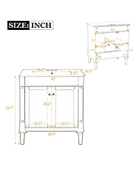 Busdays Bathroom Vanity Cabinet with Ceramic Sink Basin Soft Close Doors Storage Cabinet Modern Design for Bathroom Use