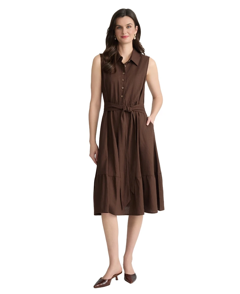 Jones New York Women's Collared Neck Midi Shirt Dress