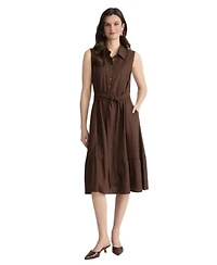 Jones New York Womens Collared Neck Midi Shirt Dress