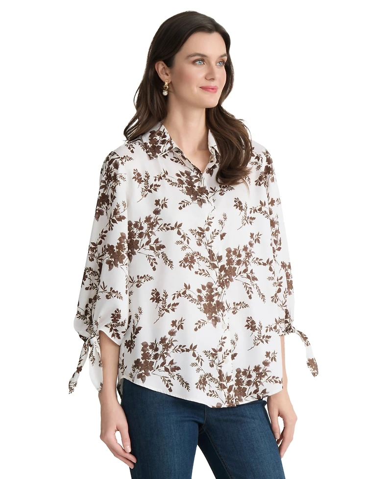 Jones New York Women's Printed Collared Neck Shirt