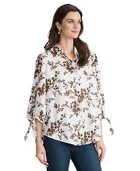 Jones New York Women's Printed Collared Neck Shirt