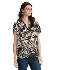 Jones New York Women's Printed Collared Neck Shirt