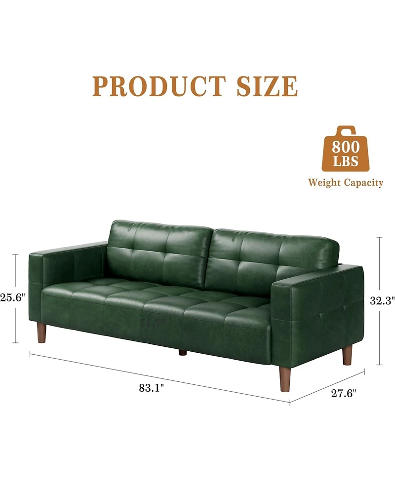 gaomon 3-Seater Sofa Couch, 83 in Wide Faux Leather Sofa Couch with Spring Cushion, Modern Sofa with Deep Seats and 2 Removable Back Cushions