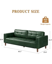 gaomon 3-Seater Sofa Couch, 83 in Wide Faux Leather Sofa Couch with Spring Cushion, Modern Sofa with Deep Seats and 2 Removable Back Cushions