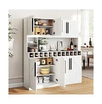 Gouun 70 in Farmhouse Pantry Cabinet Kitchen Buffet Hutch with 4 Cabinets
