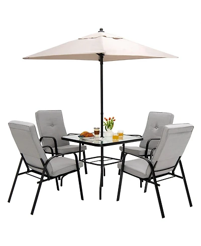 Mecale 5 Feet Patio Square Market Table Umbrella Shelter with 4 Sturdy Ribs