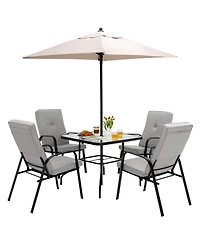 Mecale 5 Feet Patio Square Market Table Umbrella Shelter with 4 Sturdy Ribs