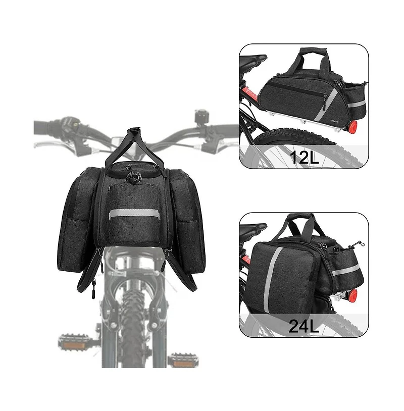 Aoligeijs Bike Rack Bag Waterproof Bicycle Trunk Bag Rear Seat Pannier with Shoulder Strap Reflective Cycling Storage for Commuting Travel