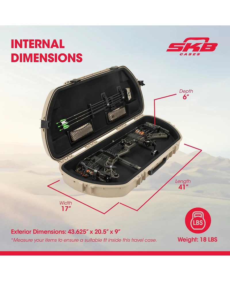 Skb Hard Protective Storage Case, Archery Bow and Arrow iSeries Shaped Case, Tan