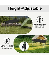 Gnuadz Camping Table Roll Up Fold Adjustable Height Aluminum Portable Camping Outdoor Recreation Gear