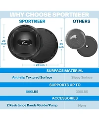 Sportneer Half Balance Ball Inflatable with Resistance Bands Pump Non Slip for Stability Core Physical Therapy Home Gym