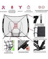 Aoligeijs Baseball Softball Practice Net,Pitching Net,Batting Net,with Baseball Tee,Bonus Strike Zone and Bow Frame