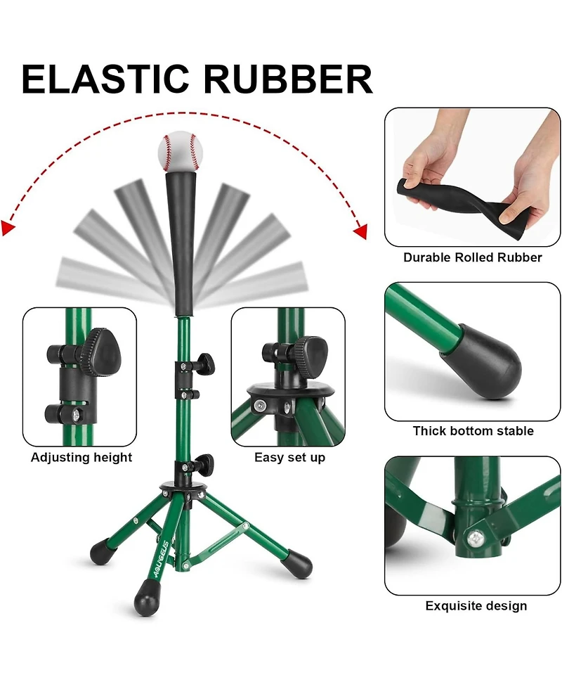 Aoligeijs Baseball Tee Batting Tee Softball Tee Portable Travel Hitting Tee,Easy Adjustable Height,Stable Tripod Stand