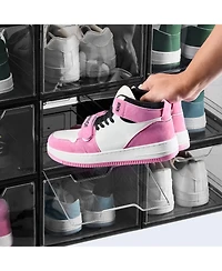 Gouun Clear Stackable Shoe Boxes with Magnetic Door, 9 Pack, Fits Us Size 13