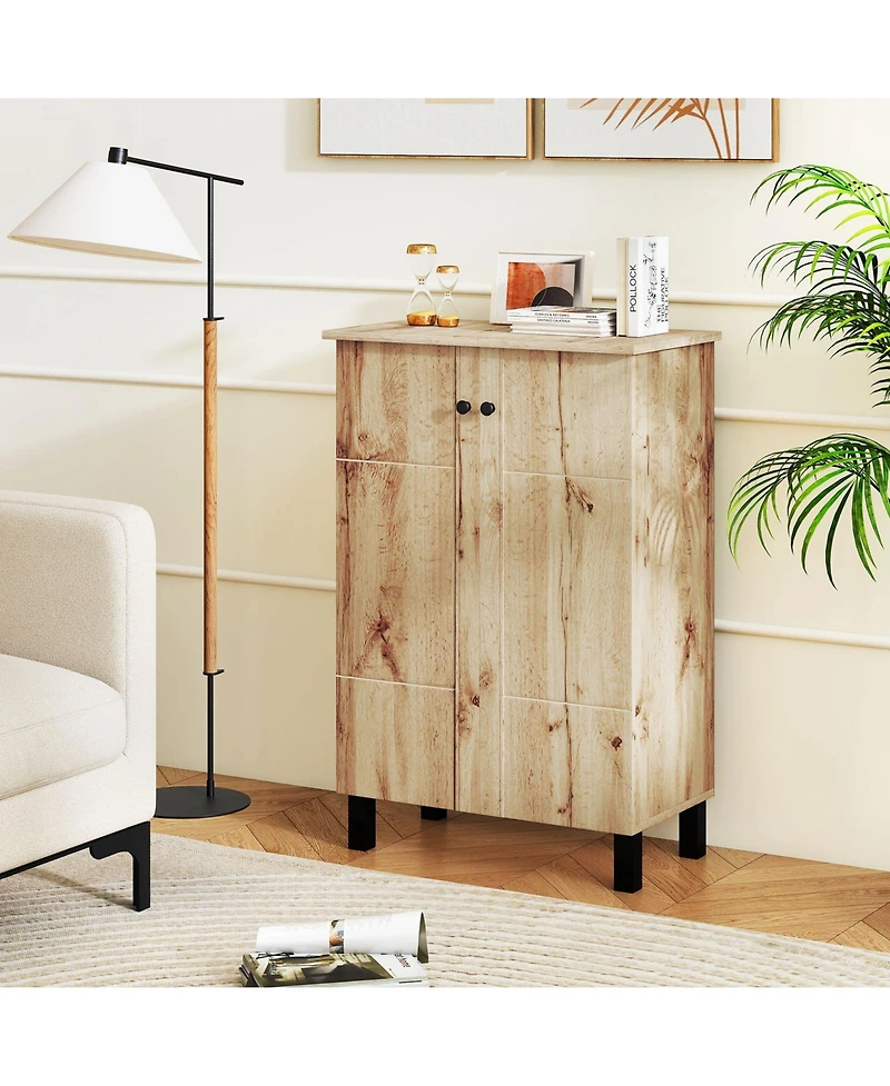 Gouun 4-Tier Shoe Cabinet with 2 Doors and Removable Shelves