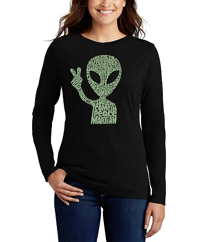 La Pop Art Women's Peace Alien Word Flowy T-Shirt