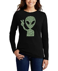 La Pop Art Women's Peace Alien Word Flowy T-Shirt