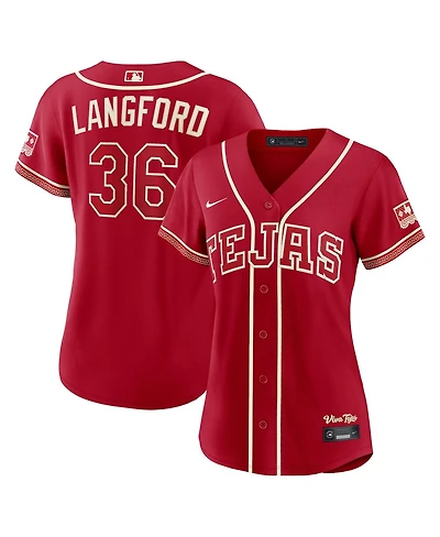 Nike Women's Wyatt Langford Red Texas Rangers 2026 City Connect Stadium Jersey