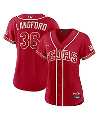Nike Women's Wyatt Langford Red Texas Rangers 2026 City Connect Stadium Jersey