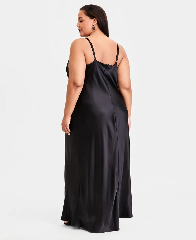 Morgan & Company Trendy Plus Cowlneck Satin Gown