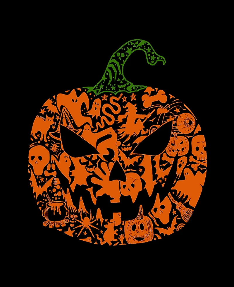 La Pop Art Women's Halloween Pumpkin Word V-Neck T-shirt