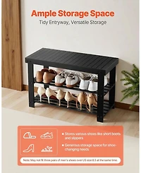 Gouun 3-Tier Bamboo Shoe Rack Bench,286 lbs Capacity