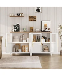 gaomon Sideboard Buffet Cabinet with Two Glass Doors Compact Modern Farmhouse Storage