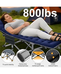 Gnuadz Camping Bed Portable Folding Oxford Heavy-duty With Mat Bag Outdoor Recreation Gear