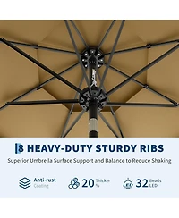 gaomon 10Ft 3-Tier Patio Umbrella, Outdoor Table Umbrella with Vents, Easy Crank and Push Button Tilt, Market Umbrella with 8 Sturdy Ribs for Pool